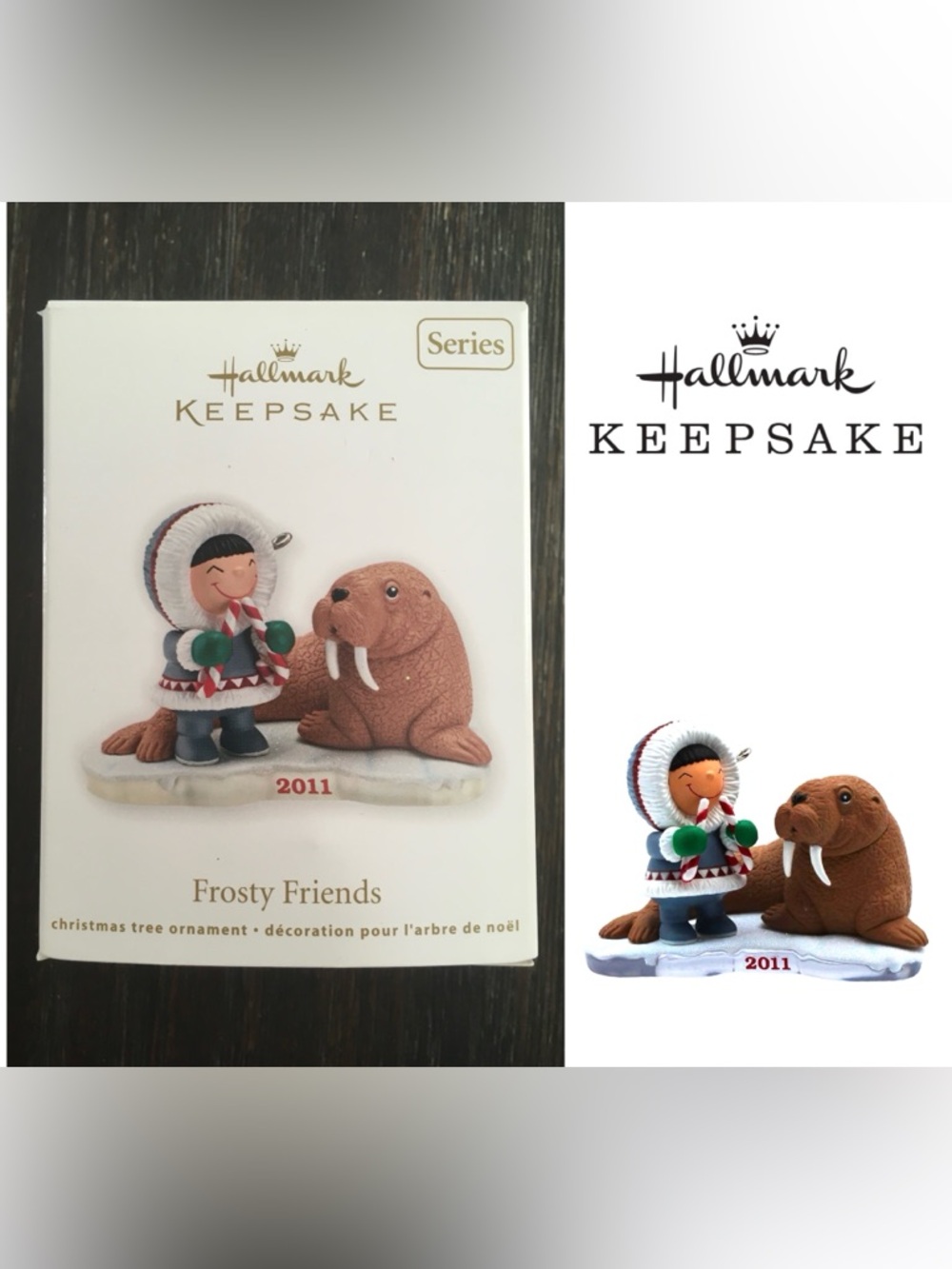 🆕HALLMARK KEEPSAKE - NWT - 2011 - FROSTY FRIENDS - WALRUS AND ESKIMO ORNAMENT